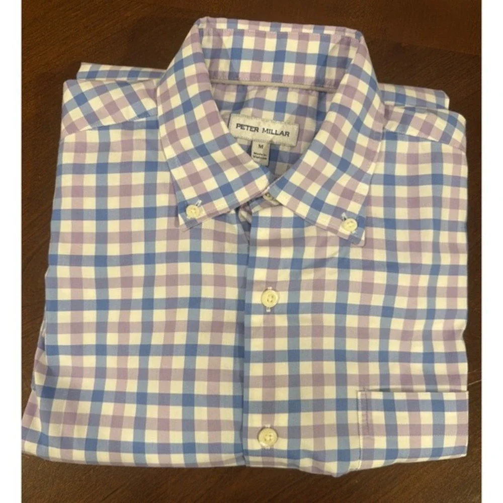 Peter Millar‎ Blue Purple Button Up Sport Long-Sleeve Button Shirt Men's Medium